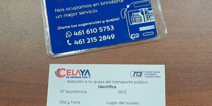 Entregan en Celaya tarjetas para quejas del transporte público